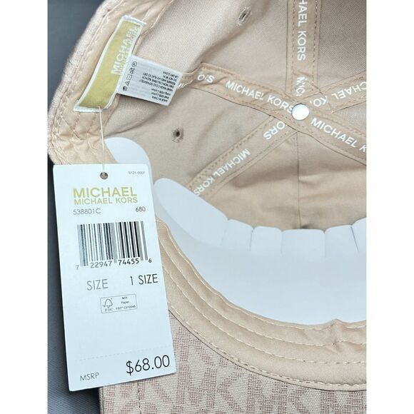 Michael Kors Women\'s Designer Baseball Cap Pink Logo Print Adjustable Strap NWT